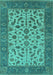 Machine Washable Oriental Turquoise Traditional Area Rugs, wshurb1403turq