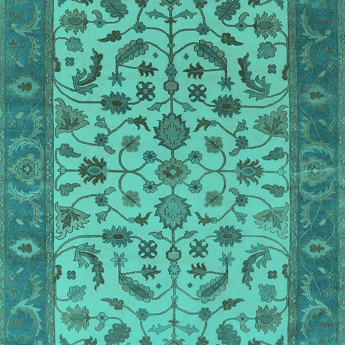 Machine Washable Oriental Turquoise Traditional Area Rugs, wshurb1403turq