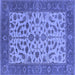 Square Machine Washable Oriental Blue Traditional Rug, wshurb1403blu