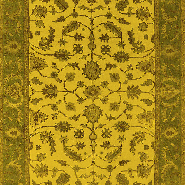 Machine Washable Oriental Yellow Traditional Rug, wshurb1403yw