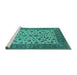 Sideview of Machine Washable Oriental Turquoise Traditional Area Rugs, wshurb1403turq