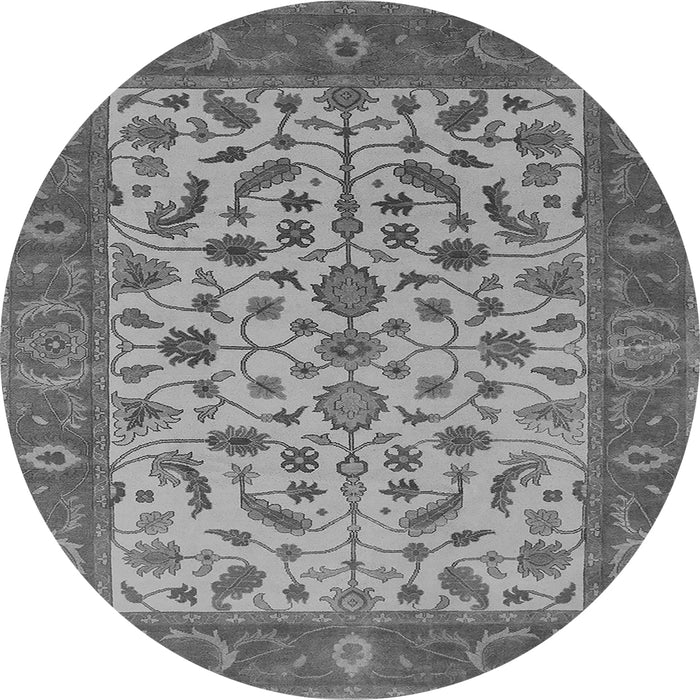 Round Oriental Gray Traditional Rug, urb1403gry