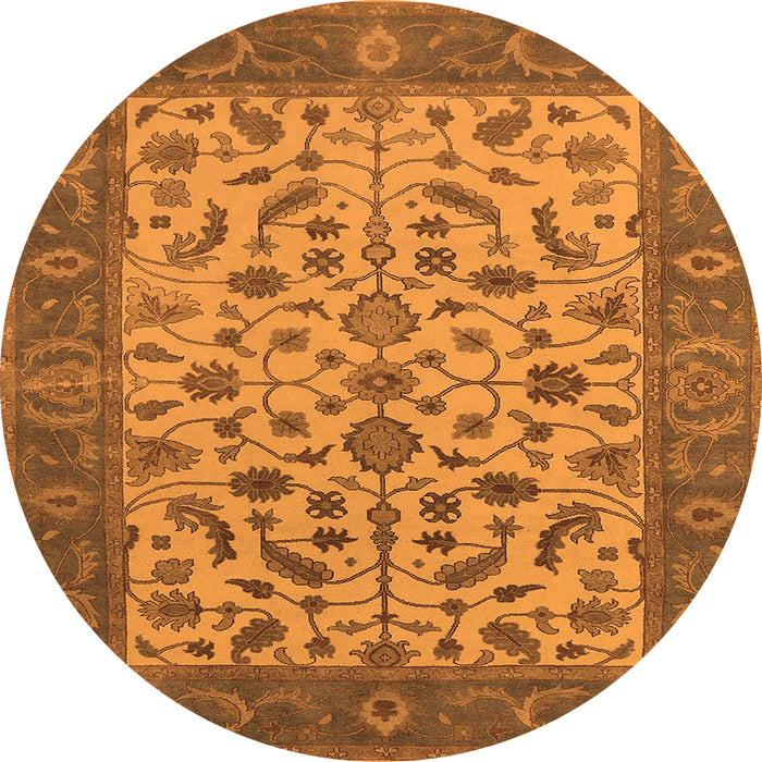 Round Oriental Orange Traditional Rug, urb1403org