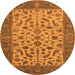 Round Oriental Orange Traditional Rug, urb1403org
