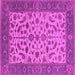 Square Machine Washable Oriental Pink Traditional Rug, wshurb1403pnk