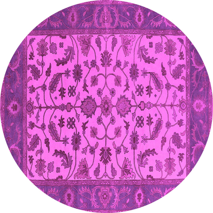 Round Oriental Pink Traditional Rug, urb1403pnk
