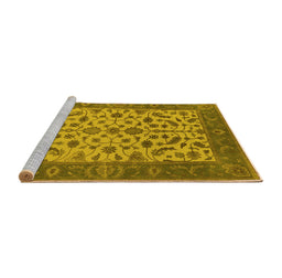 Sideview of Machine Washable Oriental Yellow Traditional Rug, wshurb1403yw
