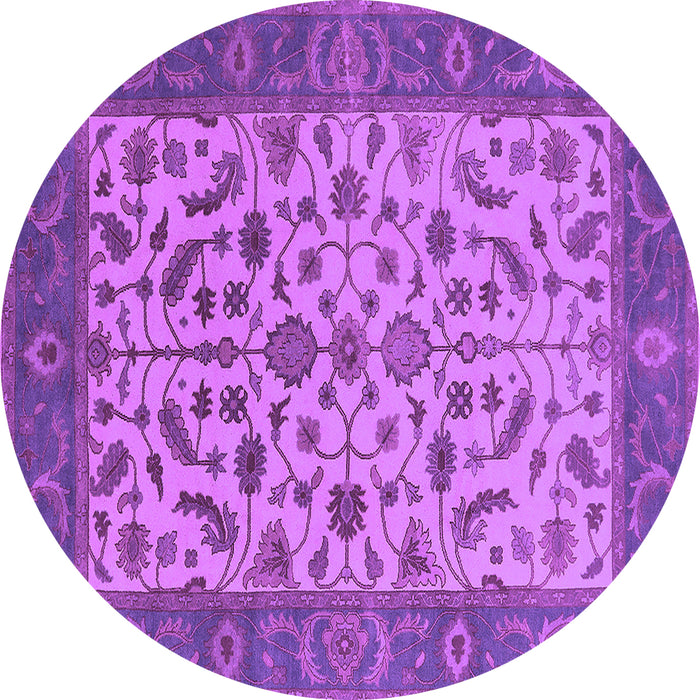 Round Machine Washable Oriental Purple Traditional Area Rugs, wshurb1403pur