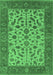 Machine Washable Oriental Emerald Green Traditional Area Rugs, wshurb1403emgrn