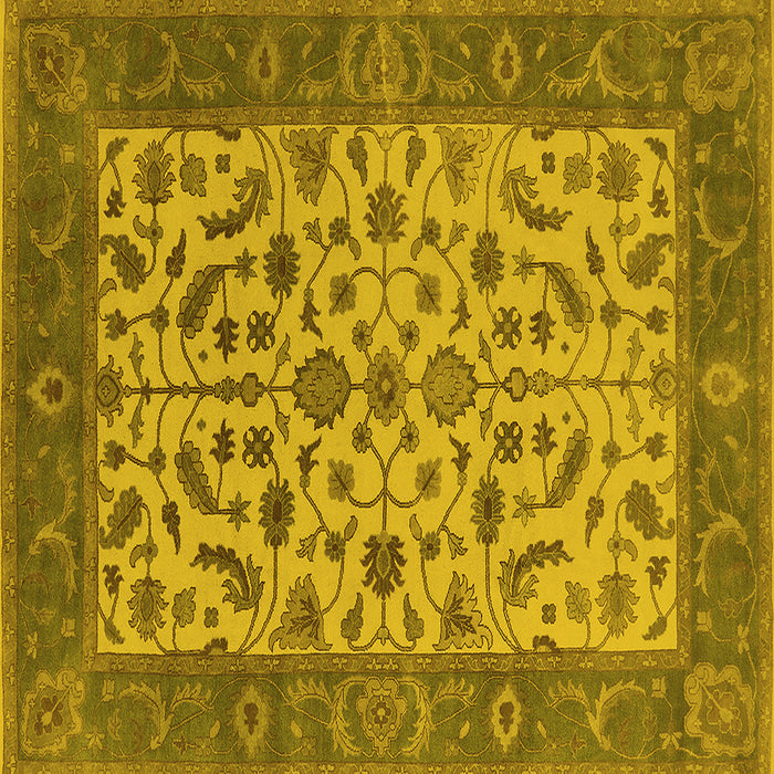 Square Machine Washable Oriental Yellow Traditional Rug, wshurb1403yw