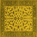 Square Machine Washable Oriental Yellow Traditional Rug, wshurb1403yw