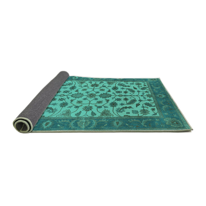 Sideview of Oriental Turquoise Traditional Rug, urb1403turq