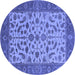 Round Oriental Blue Traditional Rug, urb1403blu