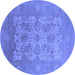 Round Oriental Blue Industrial Rug, urb1404blu