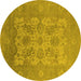 Round Oriental Yellow Industrial Rug, urb1404yw