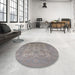 Round Machine Washable Industrial Modern Rosy Brown Pink Rug in a Office, wshurb1404