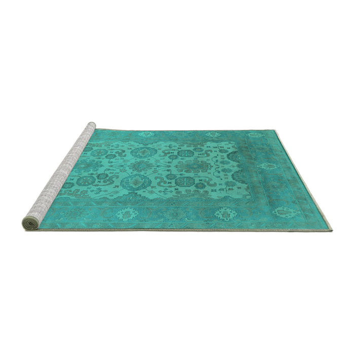 Sideview of Machine Washable Oriental Turquoise Industrial Area Rugs, wshurb1404turq