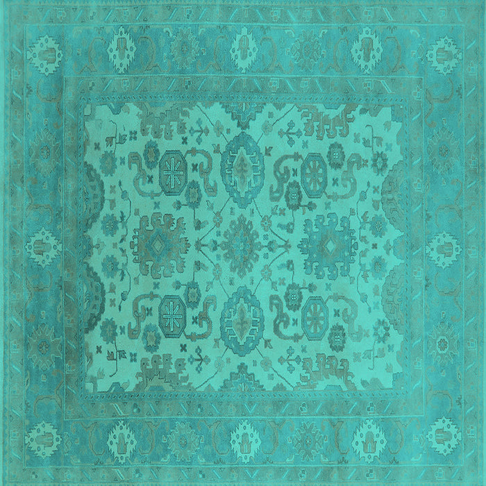 Square Machine Washable Oriental Turquoise Industrial Area Rugs, wshurb1404turq