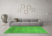 Machine Washable Oriental Green Industrial Area Rugs in a Living Room,, wshurb1404grn