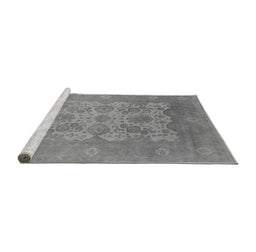 Sideview of Machine Washable Oriental Gray Industrial Rug, wshurb1404gry