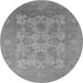 Round Oriental Gray Industrial Rug, urb1404gry