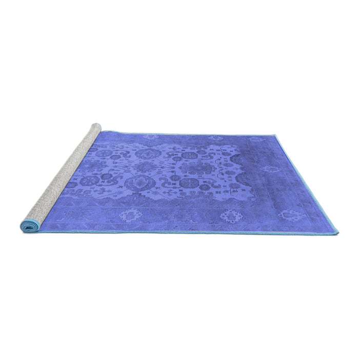 Sideview of Machine Washable Oriental Blue Industrial Rug, wshurb1404blu