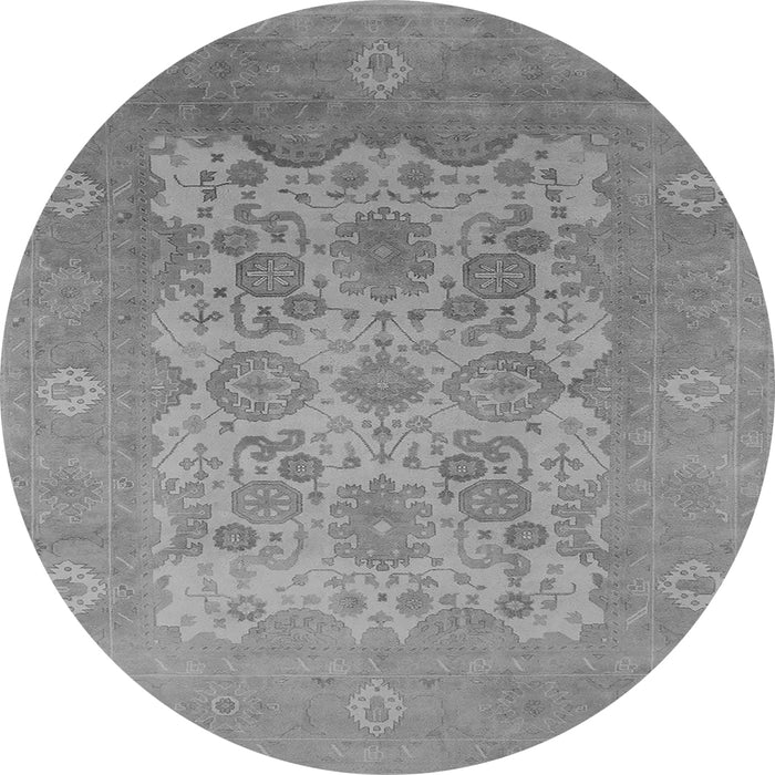 Round Machine Washable Oriental Gray Industrial Rug, wshurb1404gry