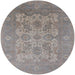 Round Mid-Century Modern Rosy Brown Pink Oriental Rug, urb1404