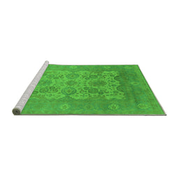Sideview of Machine Washable Oriental Green Industrial Area Rugs, wshurb1404grn