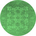 Round Oriental Emerald Green Industrial Rug, urb1404emgrn