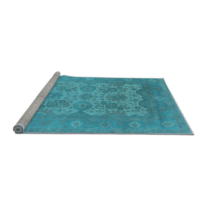 Sideview of Machine Washable Oriental Light Blue Industrial Rug, wshurb1404lblu