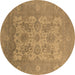 Round Oriental Brown Industrial Rug, urb1404brn