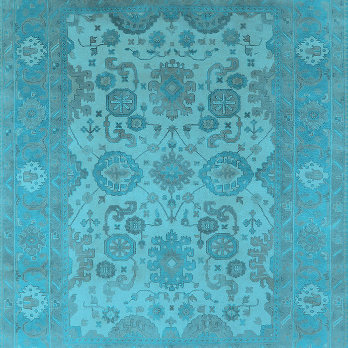 Machine Washable Oriental Light Blue Industrial Rug, wshurb1404lblu