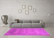 Machine Washable Oriental Pink Industrial Rug in a Living Room, wshurb1404pnk