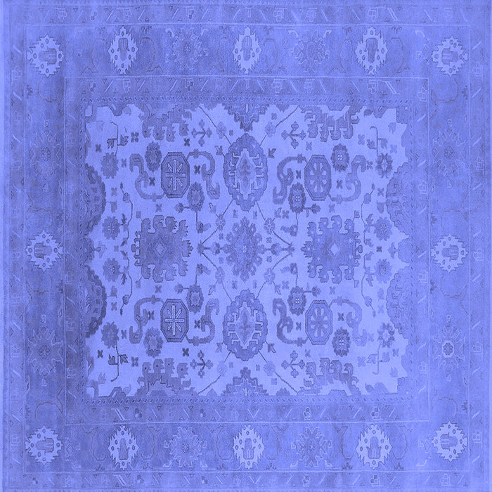 Square Machine Washable Oriental Blue Industrial Rug, wshurb1404blu