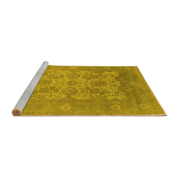 Sideview of Machine Washable Oriental Yellow Industrial Rug, wshurb1404yw