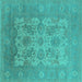 Square Oriental Turquoise Industrial Rug, urb1404turq