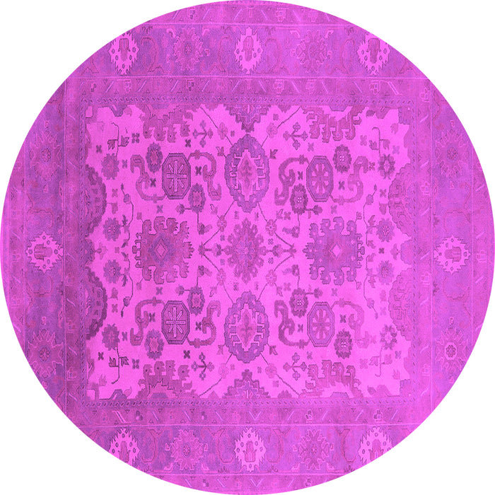 Round Machine Washable Oriental Pink Industrial Rug, wshurb1404pnk