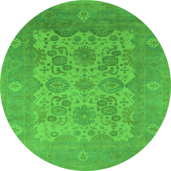 Round Oriental Green Industrial Rug, urb1404grn