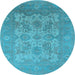 Round Oriental Light Blue Industrial Rug, urb1404lblu