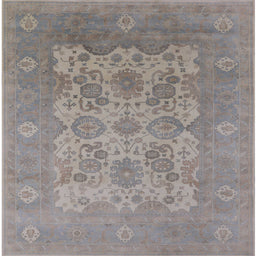 Square Mid-Century Modern Rosy Brown Pink Oriental Rug, urb1404