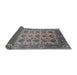 Sideview of Mid-Century Modern Carbon Gray Oriental Rug, urb1405