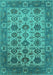 Machine Washable Oriental Turquoise Industrial Area Rugs, wshurb1405turq