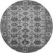 Round Machine Washable Oriental Gray Industrial Rug, wshurb1405gry