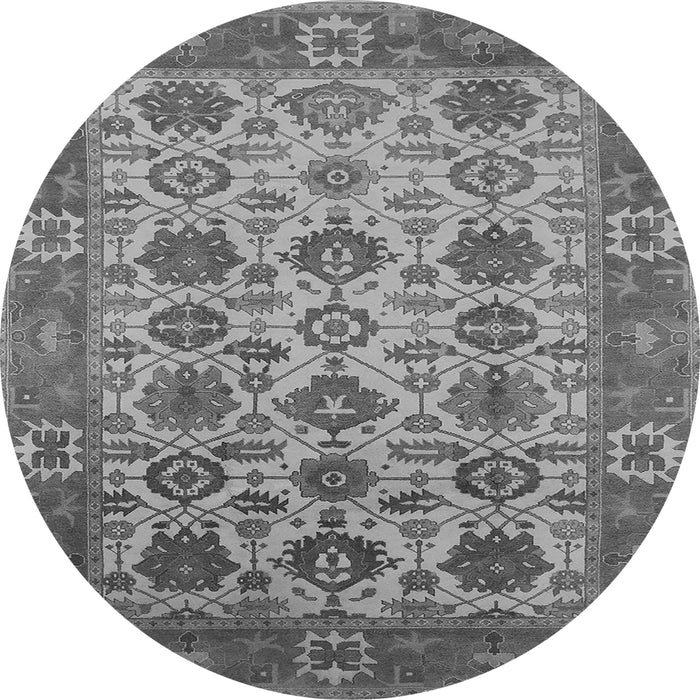 Round Oriental Gray Industrial Rug, urb1405gry