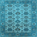 Square Machine Washable Oriental Light Blue Industrial Rug, wshurb1405lblu