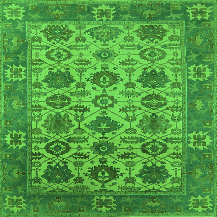 Square Oriental Green Industrial Rug, urb1405grn
