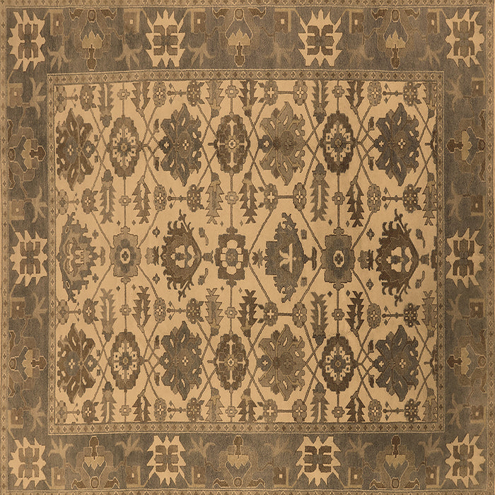 Square Machine Washable Oriental Brown Industrial Rug, wshurb1405brn