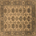 Square Machine Washable Oriental Brown Industrial Rug, wshurb1405brn