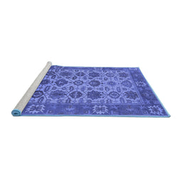 Sideview of Machine Washable Oriental Blue Industrial Rug, wshurb1405blu